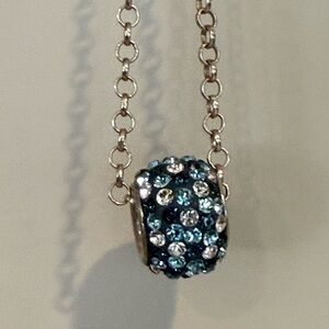 Blue and Silver Crystal Pendant Necklace